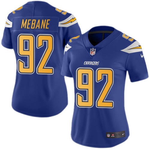 Women's Limited Brandon Mebane Nike Jersey Electric Blue - #92 Rush NFL Los Angeles Chargers